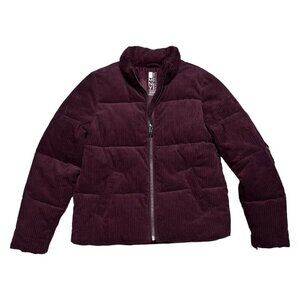 MARC New York CORDUROY Designer Winter Puffer Parka Jacket Coat Plum Medium
